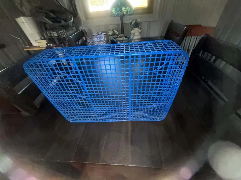 Blue Wire Mesh Storage Basket Tray with Carrying Handles